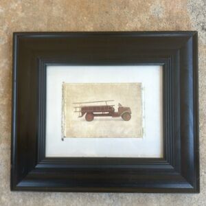 Vintage Framed Fire Truck Wall Decor